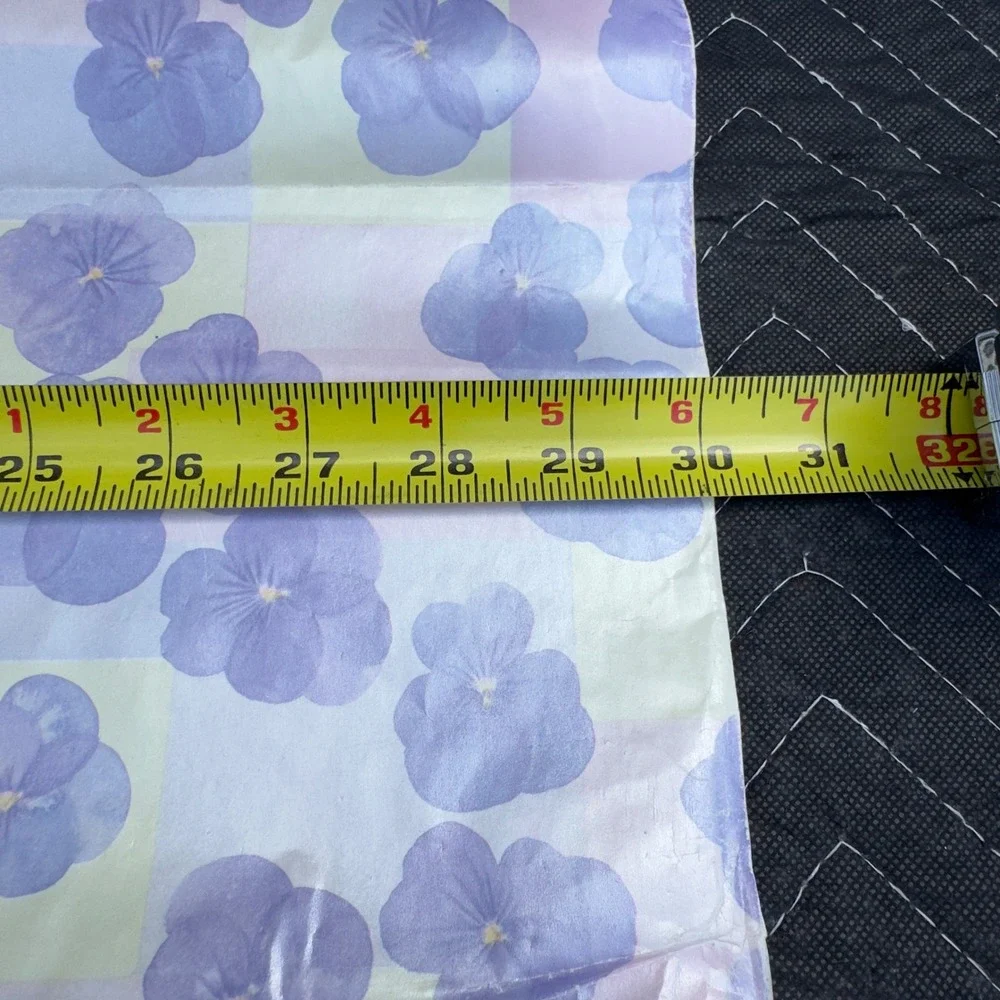 Vintage Purple Pansy Floral Gift Wrap Roll Pastel Checkered 30 Inch Wide